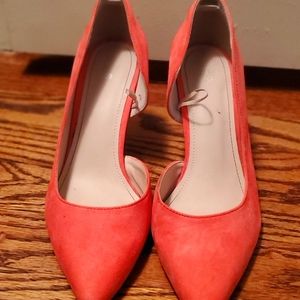 Coral Orange loafer heels, size 39